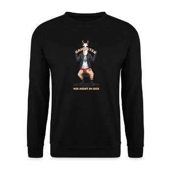 Lustiges Karate Lama - Unisex Pullover - Schwarz - Vorne - Alina (178cm) & Michal (187cm)