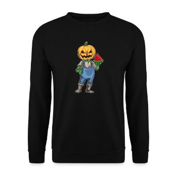Jack O'Lantern Halloween Wassermelone - Unisex Pullover - Schwarz - Vorne - Alina (178cm) & Michal (187cm)