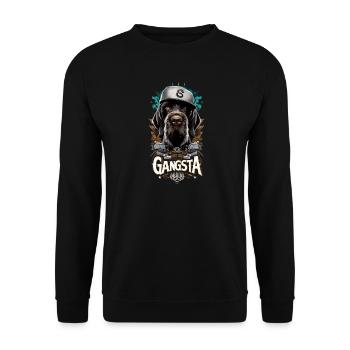 German Wirehaired Gangsta Dog Gift - Unisex Sweatshirt - black - Front - Alina (178cm) & Michal (187cm)
