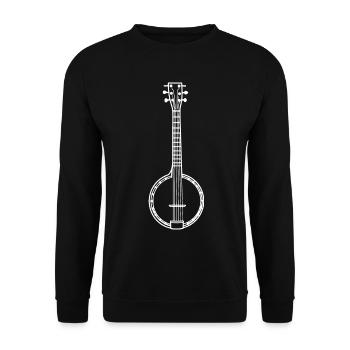 Dessin au trait de banjo - Sweat-shirt Unisexe - noir - Devant - Alina (178cm) & Michal (187cm)