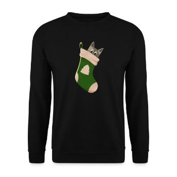 Chat gris en botte verte - Sweat-shirt Unisexe - noir - Devant - Alina (178cm) & Michal (187cm)