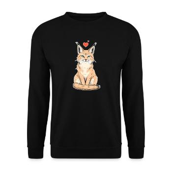 Lynx avec cœur – Sauvage et affectueux - Sweat-shirt Unisexe - noir - Devant - Alina (178cm) & Michal (187cm)