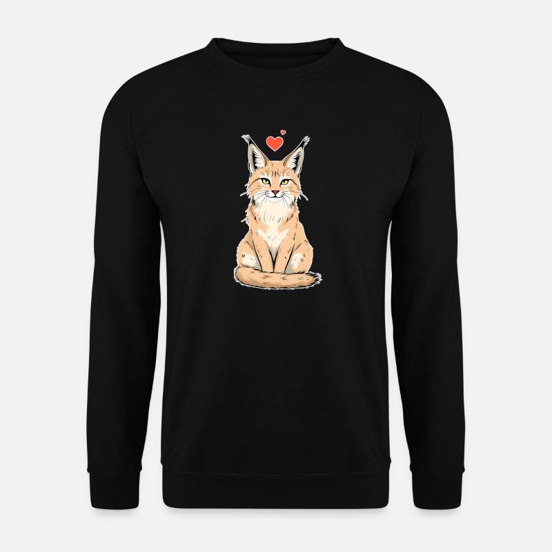 Luchs mit Herz – Wild & Liebevoll - Unisex Pullover - Schwarz