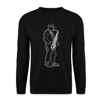 Saxophone Player Drawing - Unisex Sweatshirt - black - Front - Alina (178cm) & Michal (187cm)