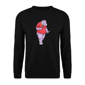 Nilpferd Dart Dartpfeil - Unisex Pullover - Schwarz - Vorne - Alina (178cm) & Michal (187cm)