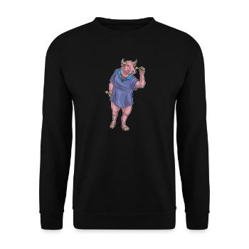 Stier Dart Dartpfeil - Unisex Pullover - Schwarz - Vorne - Alina (178cm) & Michal (187cm)