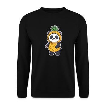 Panda Ananas T-Shirt Lustig Comic Geschenk Tier - Unisex Pullover - Schwarz - Vorne - Alina (178cm) & Michal (187cm)
