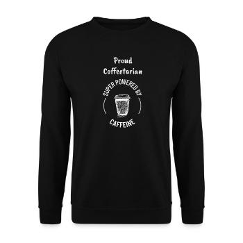 Stolzes Coffeetarian Rundes Abzeichen - Unisex Pullover - Schwarz - Vorne - Alina (178cm) & Michal (187cm)