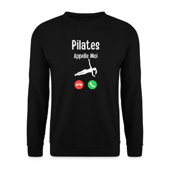Pilates Appelle Moi Illustration - Sweat-shirt Unisexe - noir - Devant - Alina (178cm) & Michal (187cm)