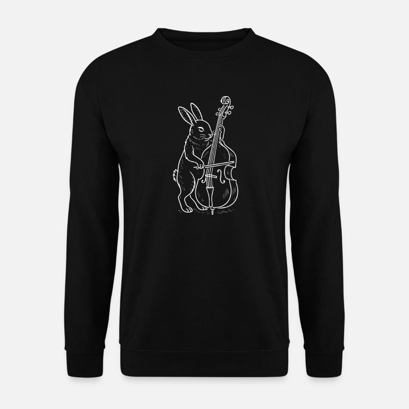 Rabbit spielt Kontrabass - Unisex Pullover - Schwarz