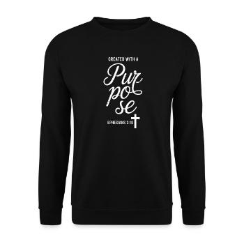 Mit einem reinen Zweck erschaffen - Unisex Pullover - Schwarz - Vorne - Alina (178cm) & Michal (187cm)