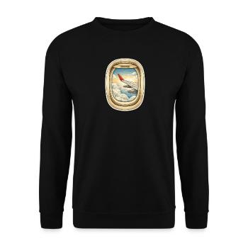 Window flight over cloud streaks - Unisex Sweatshirt - black - Front - Alina (178cm) & Michal (187cm)