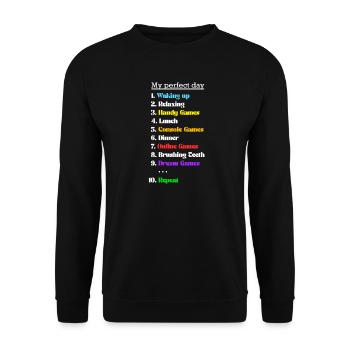 My Perfect Day - Video Games Day - Repeat - Unisex Pullover - Schwarz - Vorne - Alina (178cm) & Michal (187cm)