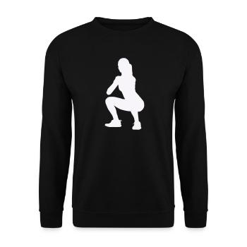 Frau Silhouette Squat - Unisex Pullover - Schwarz - Vorne - Alina (178cm) & Michal (187cm)