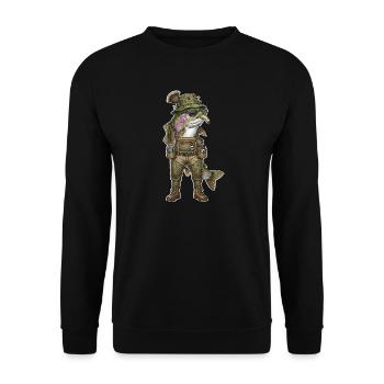 Regenbogenforelle Forelle Angeln Fliegenfischen - Unisex Pullover - Schwarz - Vorne - Alina (178cm) & Michal (187cm)