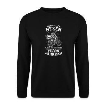 Nicht alle hexen fliegen auf einem Besen Manche - Unisex Pullover - Schwarz - Vorne - Alina (178cm) & Michal (187cm)