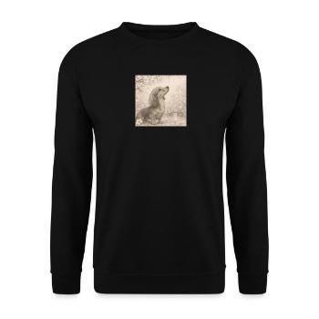 Dachshund Cherry Blossom Pencil Motif Retro - Unisex Sweatshirt - black - Front - Alina (178cm) & Michal (187cm)