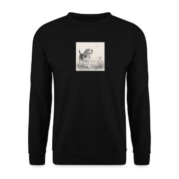 Dessin au crayon beagle avec pissenlit - Sweat-shirt Unisexe - noir - Devant - Alina (178cm) & Michal (187cm)