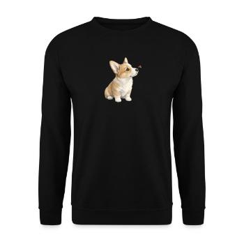 Corgi Dog Motif with Ladybug Gift - Unisex Sweatshirt - black - Front - Alina (178cm) & Michal (187cm)