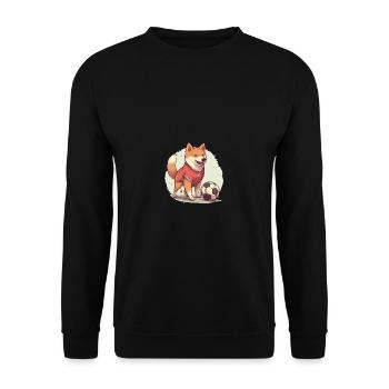 Japanese dog Shiba Inu soccer sports hobby - Unisex Sweatshirt - black - Front - Alina (178cm) & Michal (187cm)