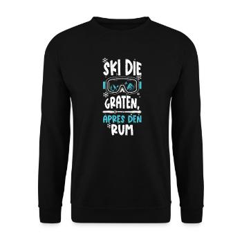 Ski die Graten, Apres den Rum - Unisex Pullover - Schwarz - Vorne - Alina (178cm) & Michal (187cm)