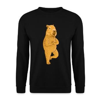 Exercice de yoga Capybara - Sweat-shirt Unisexe - noir - Devant - Alina (178cm) & Michal (187cm)