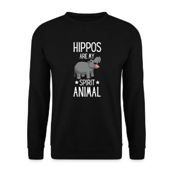 Afrika Safari Tier Lustiges Geschenk Nilpferd - Unisex Pullover - Schwarz - Vorne - Alina (178cm) & Michal (187cm)