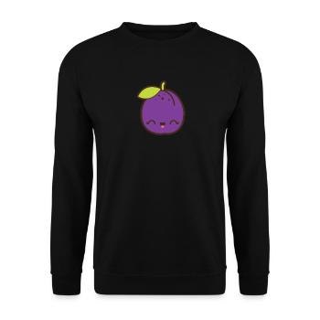 Cute plum Smile Kawaii - Unisex Sweatshirt - black - Front - Alina (178cm) & Michal (187cm)