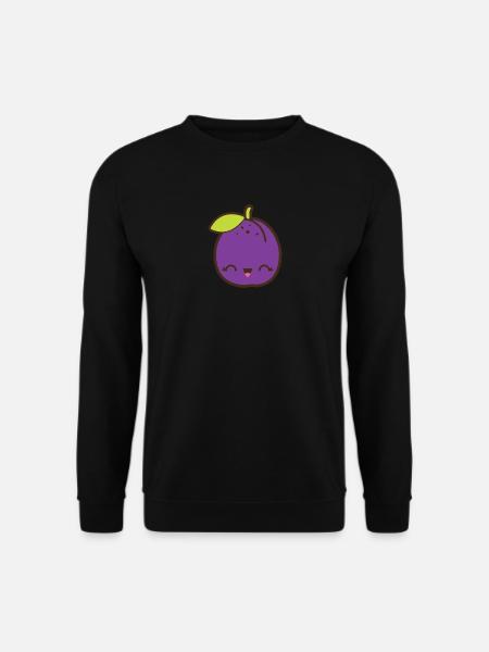 Niedliche Pflaume Smile Kawaii - Unisex Pullover - Schwarz