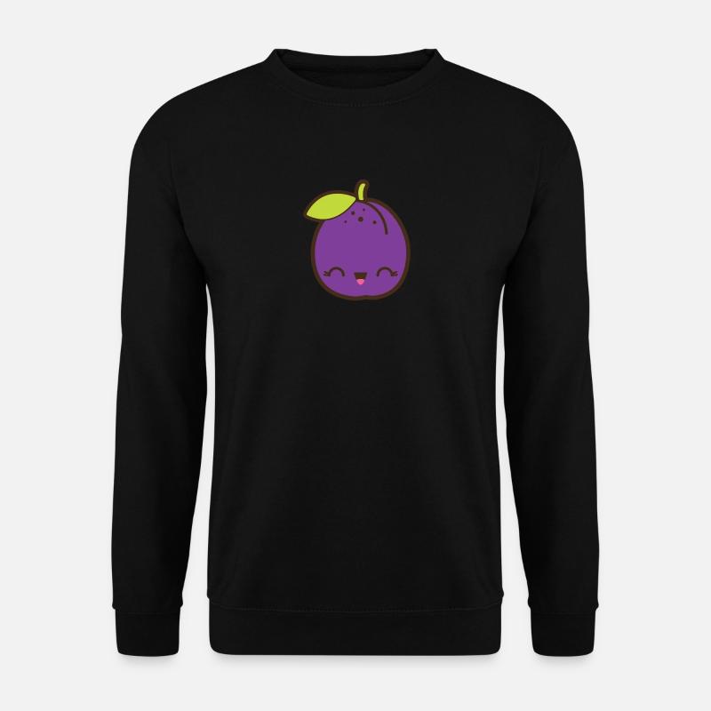 Niedliche Pflaume Smile Kawaii - Unisex Pullover - Schwarz