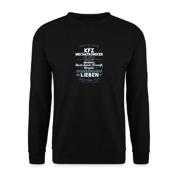 Lieben was man tut - KFZ Mechatroniker - Unisex Pullover - Schwarz - Vorne - Alina (178cm) & Michal (187cm)