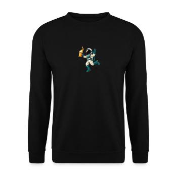 Astronaut with beer - Unisex Sweatshirt - black - Front - Alina (178cm) & Michal (187cm)