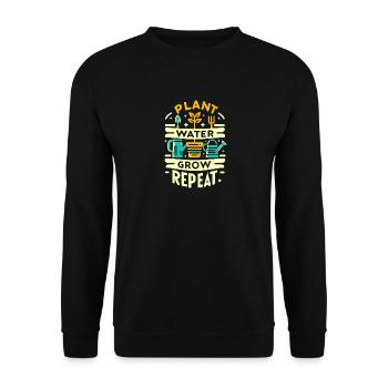 Pflanze Wasser Wachsen Wiederholen - Unisex Pullover - Schwarz - Vorne - Alina (178cm) & Michal (187cm)