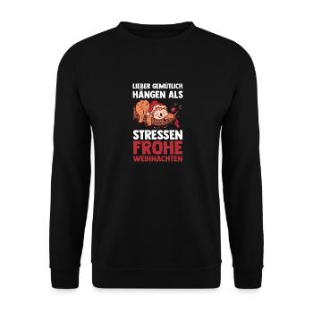 Weihnachtsmann Weihnachtsfest Faultier - Unisex Pullover - Schwarz - Vorne - Alina (178cm) & Michal (187cm)