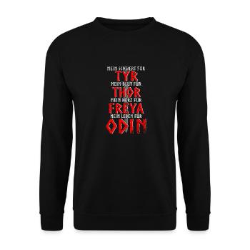 Wikinger - Odin - Unisex Pullover - Schwarz - Vorne - Alina (178cm) & Michal (187cm)