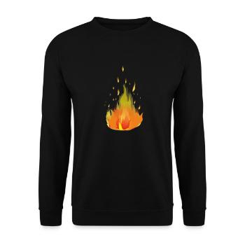 Flammen Feuer - Unisex Pullover - Schwarz - Vorne - Alina (178cm) & Michal (187cm)