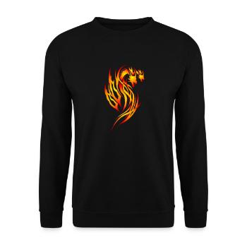 Roter Feuer-Drache - Unisex Pullover - Schwarz - Vorne - Alina (178cm) & Michal (187cm)