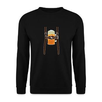 Lederhose & Bier - Unisex Pullover - Schwarz - Vorne - Alina (178cm) & Michal (187cm)
