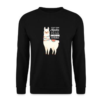 Schaue Einem Alapaka Nicht Zu Tief In Die Augen - Unisex Sweatshirt - black - Front - Alina (178cm) & Michal (187cm)