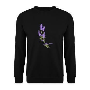 Lavendel Blumen mit einem lila Schleife gebunden - Unisex Pullover - Schwarz - Vorne - Alina (178cm) & Michal (187cm)