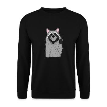 Le raton laveur mignon montre un cadeau de doigt du majeur - Sweat-shirt Unisexe - noir - Devant - Alina (178cm) & Michal (187cm)