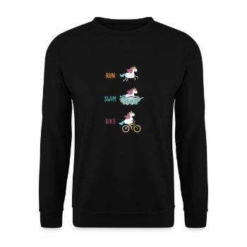 Swim Bike Run Unicorn Triathlète Sport - Sweat-shirt Unisexe - noir - Devant - Alina (178cm) & Michal (187cm)