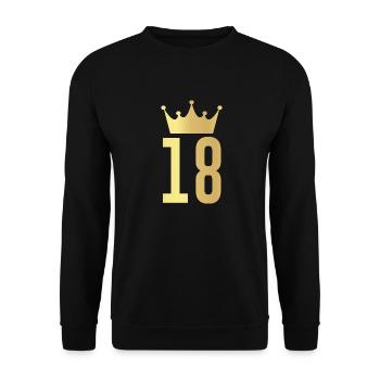 Cadeau du 18e anniversaire Couronne d’or Dix-huit - Sweat-shirt Unisexe - noir - Devant - Alina (178cm) & Michal (187cm)