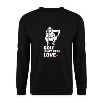 Ich Liebe Golf - Unisex Pullover - Schwarz - Vorne - Alina (178cm) & Michal (187cm)