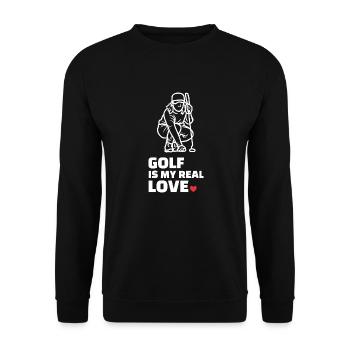 Ich Liebe Golf - Unisex Pullover - Schwarz - Vorne - Alina (178cm) & Michal (187cm)