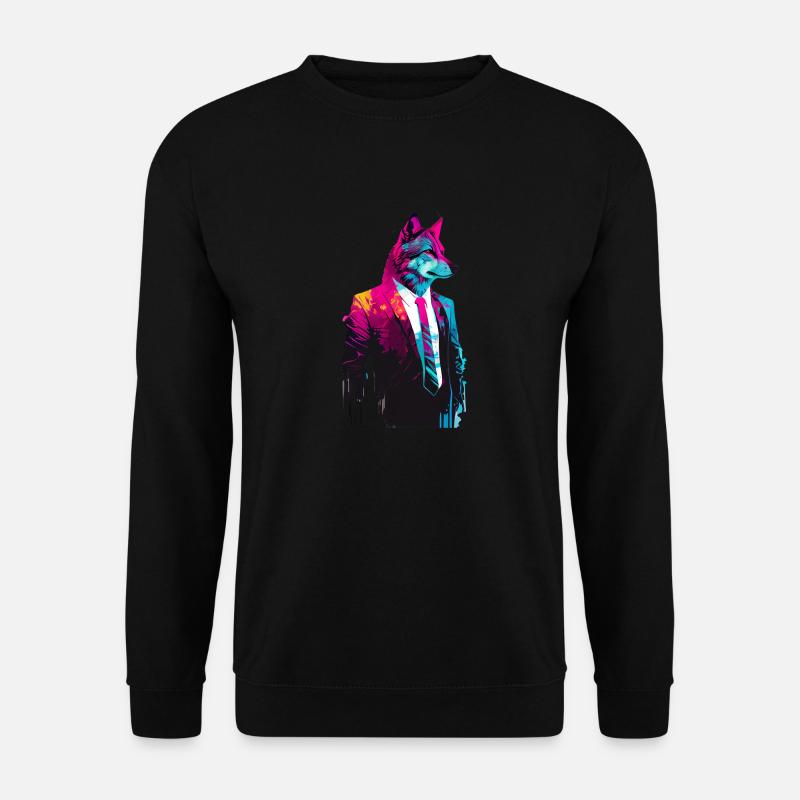 wolf in a suit and tie - Unisex Pullover - Schwarz
