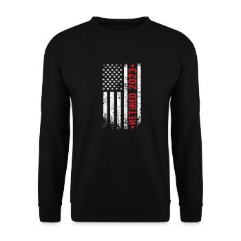 Ruhestand 2023 grunge look usa flagge - Unisex Pullover - Schwarz - Vorne - Alina (178cm) & Michal (187cm)