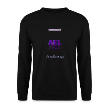 #pronounsarebeautiful ael/fem - Sweat-shirt Unisexe - noir - Devant - Alina (178cm) & Michal (187cm)