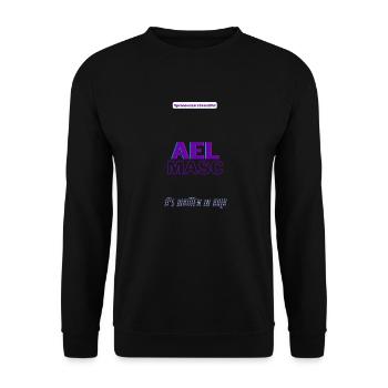 #pronounsarebeautiful ael/masc - Sweat-shirt Unisexe - noir - Devant - Alina (178cm) & Michal (187cm)