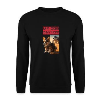 Welsh Corgi Pembroke as hero and watchdog - Unisex Sweatshirt - black - Front - Alina (178cm) & Michal (187cm)